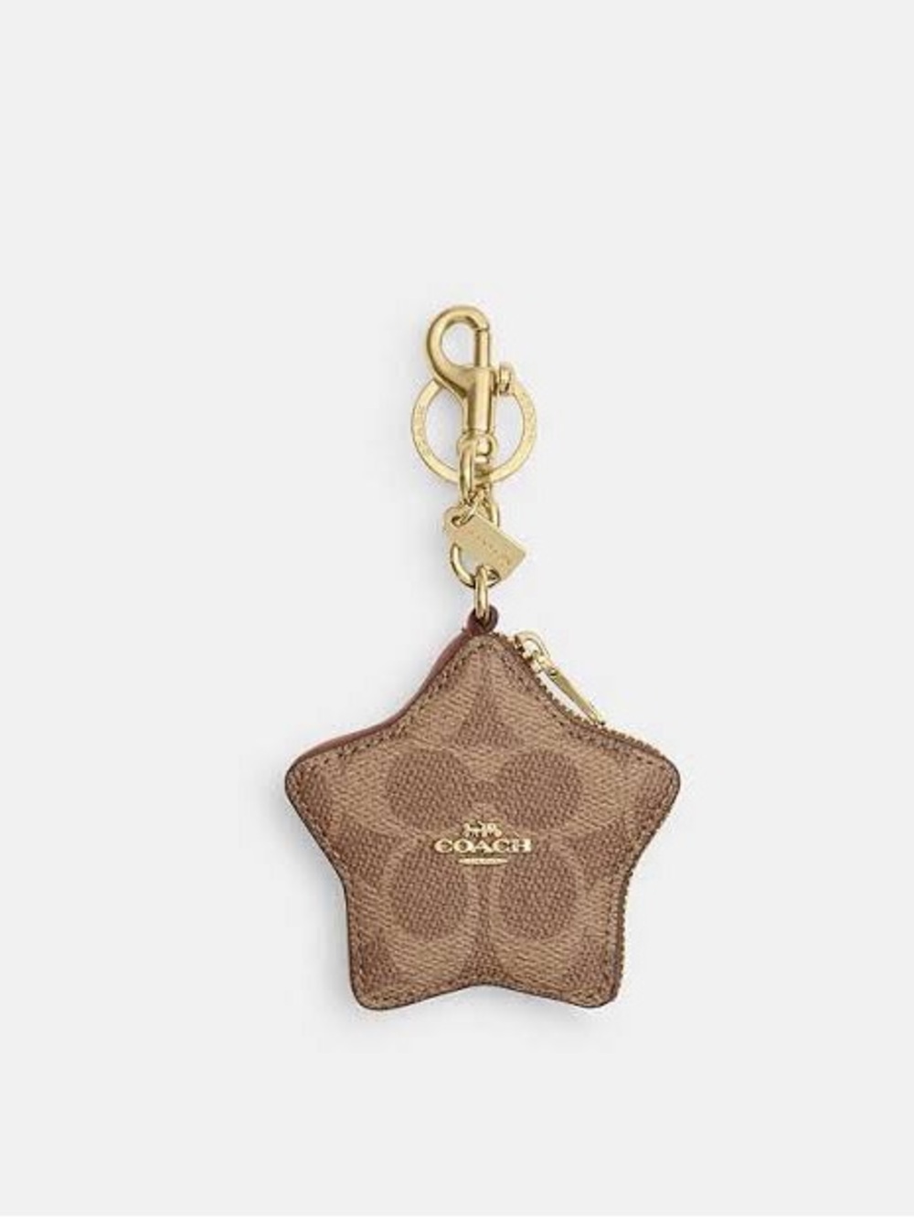 Coach Star Bag Charm Coin Pouch In Signature Canvas Gold Hardware